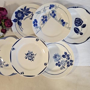 Old flat plates X6 mismatched model from various French manufacturers