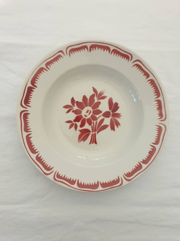 Assiette Creuse Ancienne X1 Modèle Floral de La Manufacture Française Moulin Des Loups