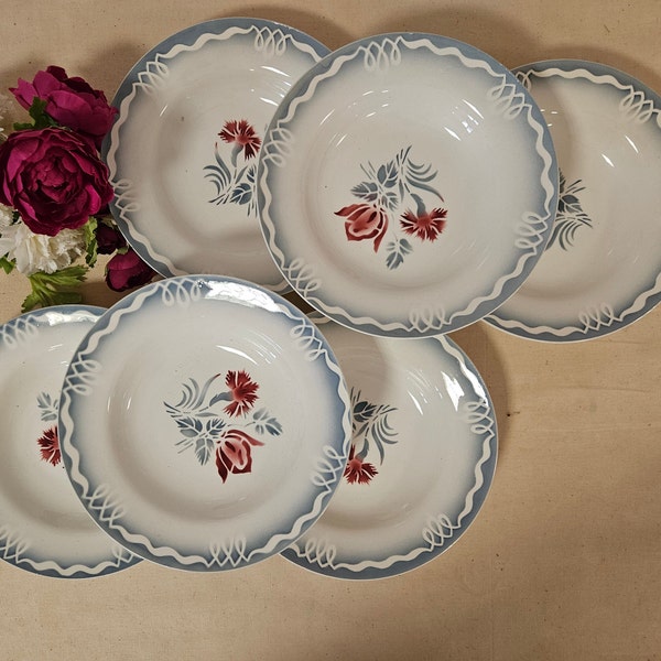 Old soup plates X6 model “Juliette” from the French manufacture of Digoin