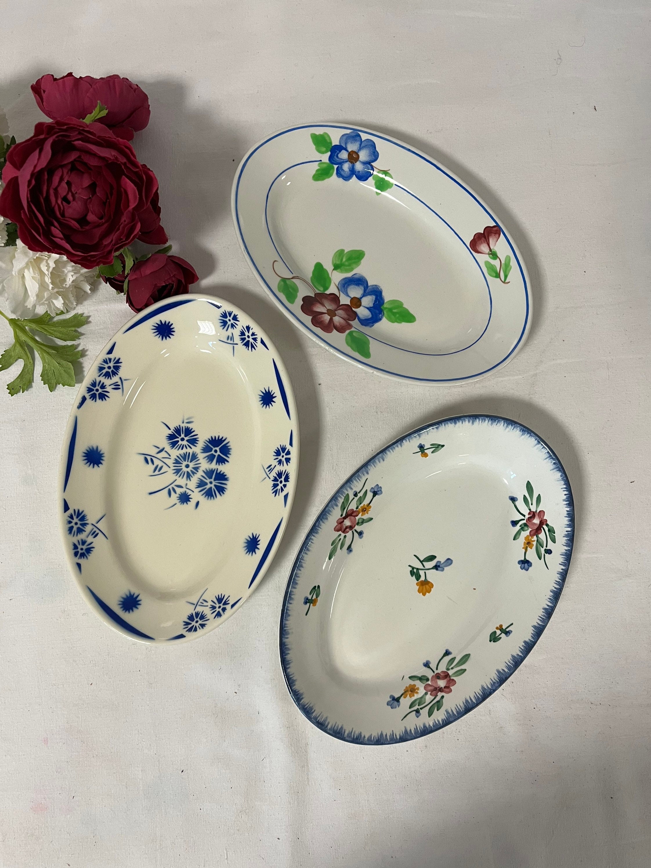 Plat de Service Ravier Ancien X3 Modèle Dépareillé Manufacture Française Diverse