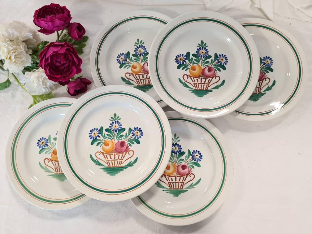 Assiettes Plates Anciennes X6 Modèle Ypres de La Manufacture Française Moulin Des Loups