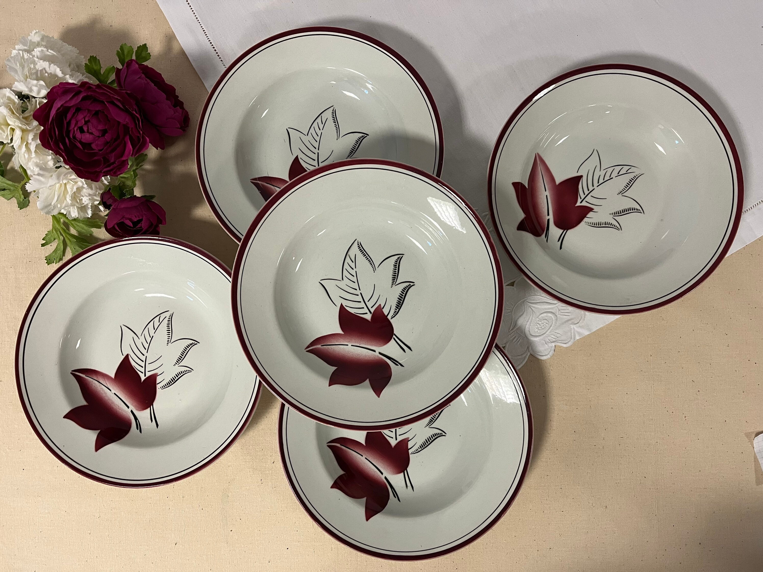 Assiettes Creuses Anciennes X5 de La Manufacture Française Badonviller