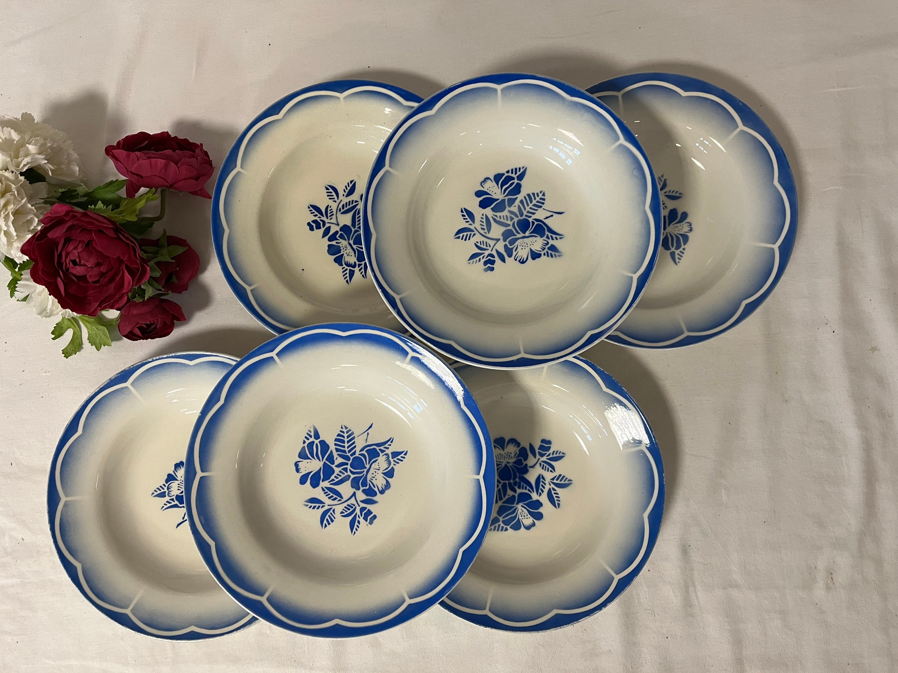 Assiettes Creuses Anciennes Modèle Marsac X6 de La Manufacture Française Digoin