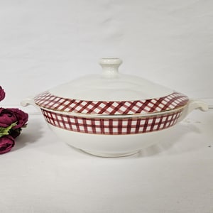 Sopera o cuenco de verduras antiguo modelo &quot;escocés&quot; de la fabricación francesa de Sarreguemines y Digoin