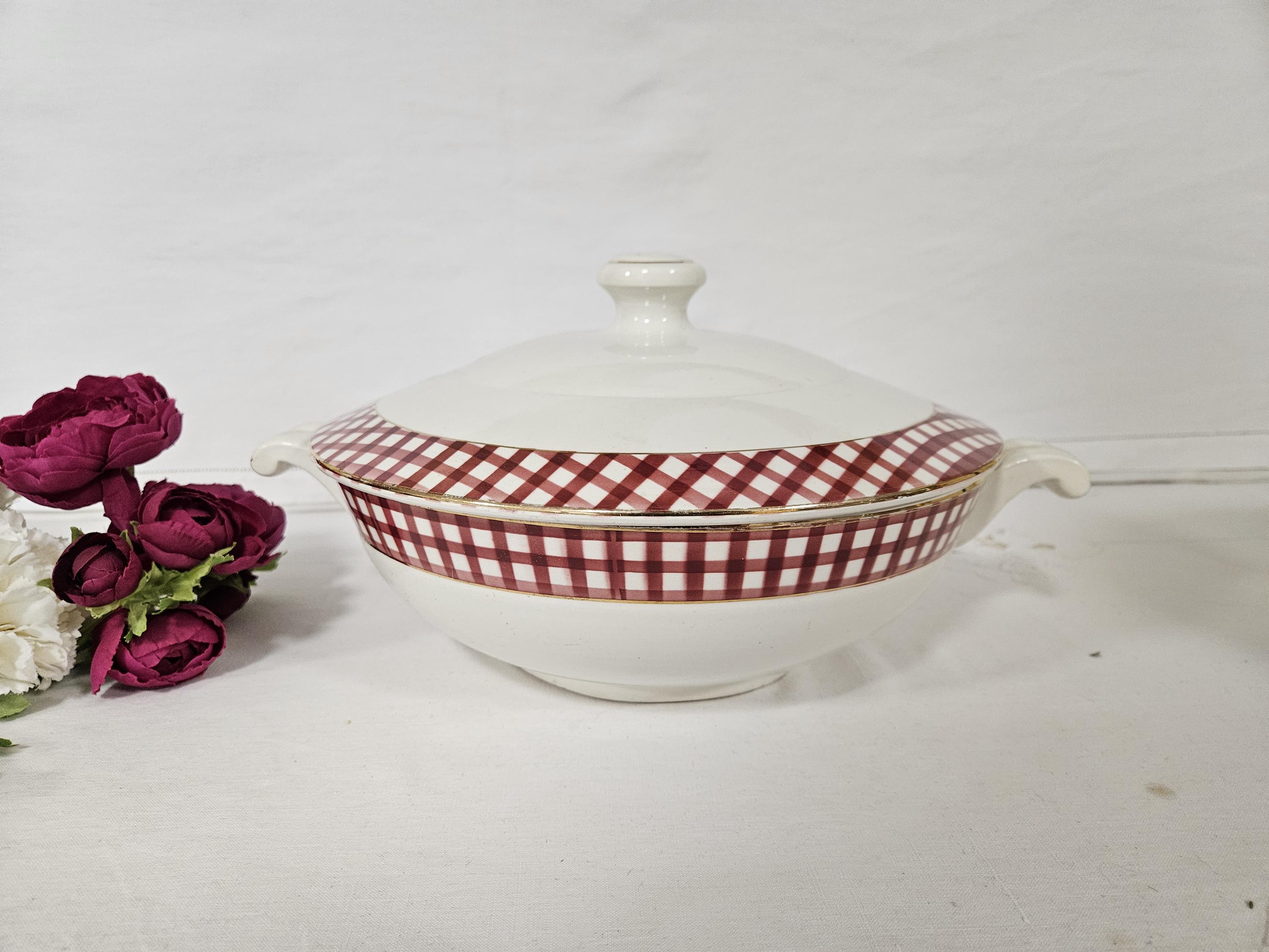 Lot 4 assiettes creuses Digoin Sarreguemines – Modèle Écossais – Vintage & Authentique - Arts de la table