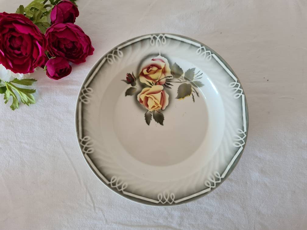 Plat de Service Creux Rond Ancien Modèle Adèle La Manufacture Française Digoin