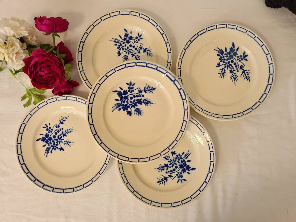 Assiettes Plates Anciennes X5 de La Manufacture Française Badonviller