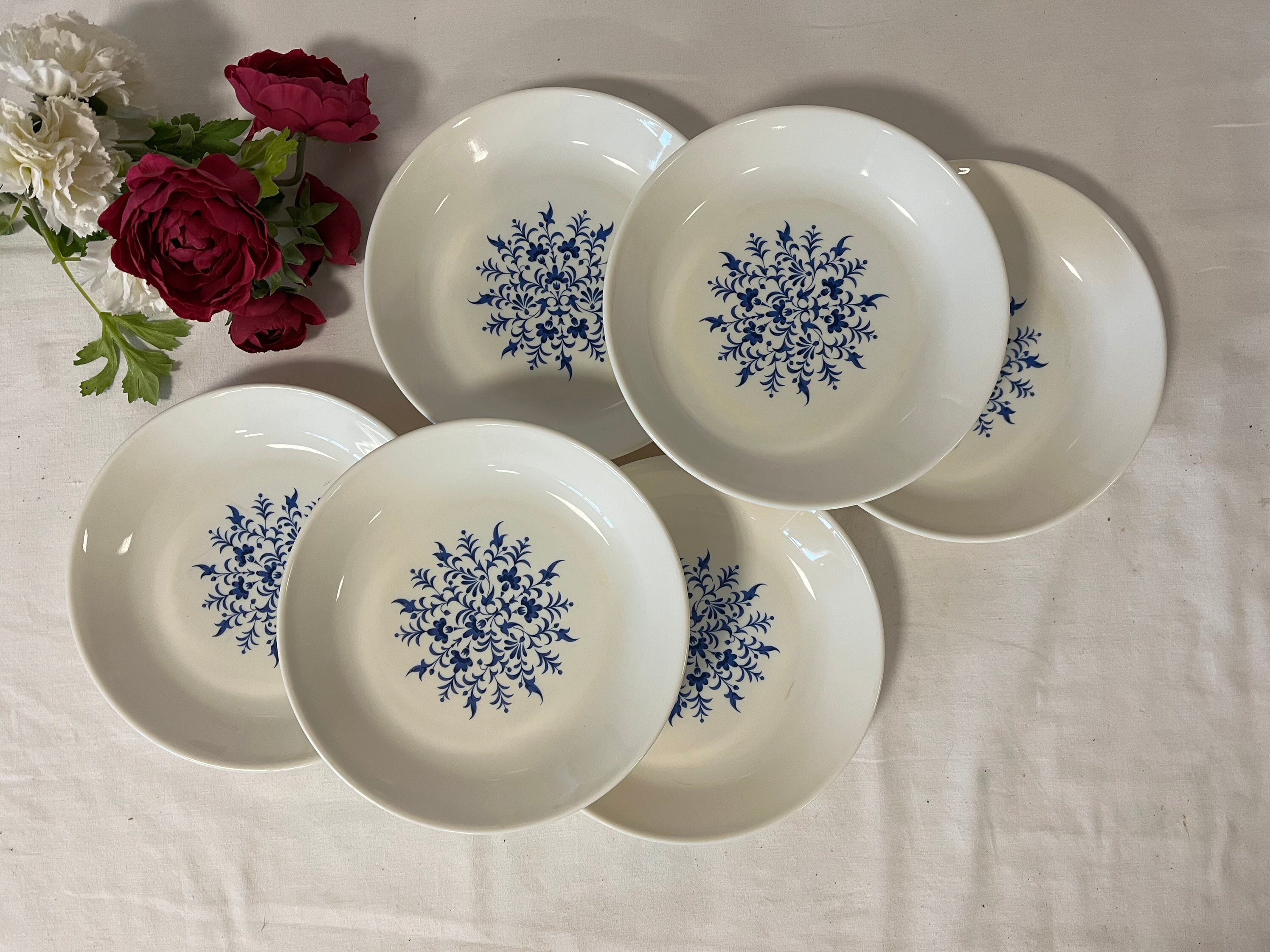 Assiettes Creuses Anciennes Opaline X6 de La Manufacture Française Sovirel