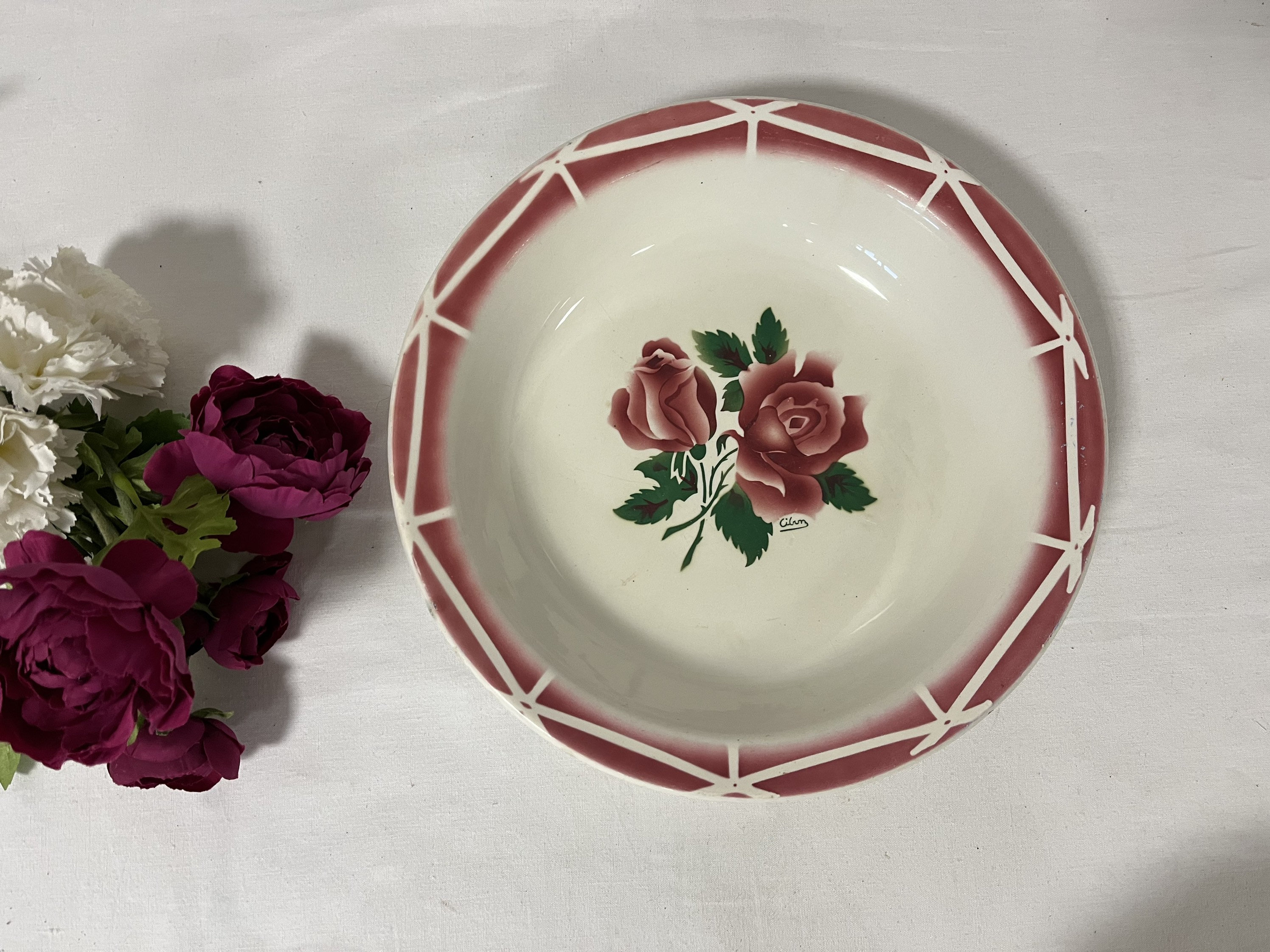 Plat de Service Plat Rond Creux Ancien Modèle Cibon La Manufacture Française Digoin