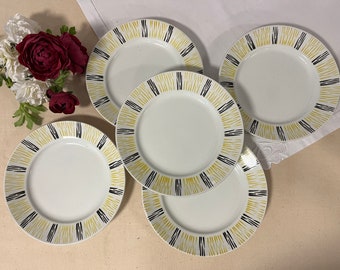 Assiettes plates anciennes X5 de la manufacture française de Badonviller