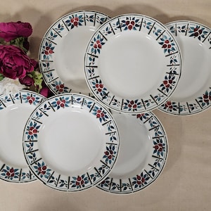 Antique dinner plates X6 model &quot;Myrtil&quot; from the French manufacturer of Digoin and Sarreguemines