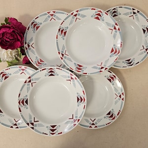 Antiguos platos hondos X6 modelo &quot;411&quot; del fabricante francés Moulin des Loups