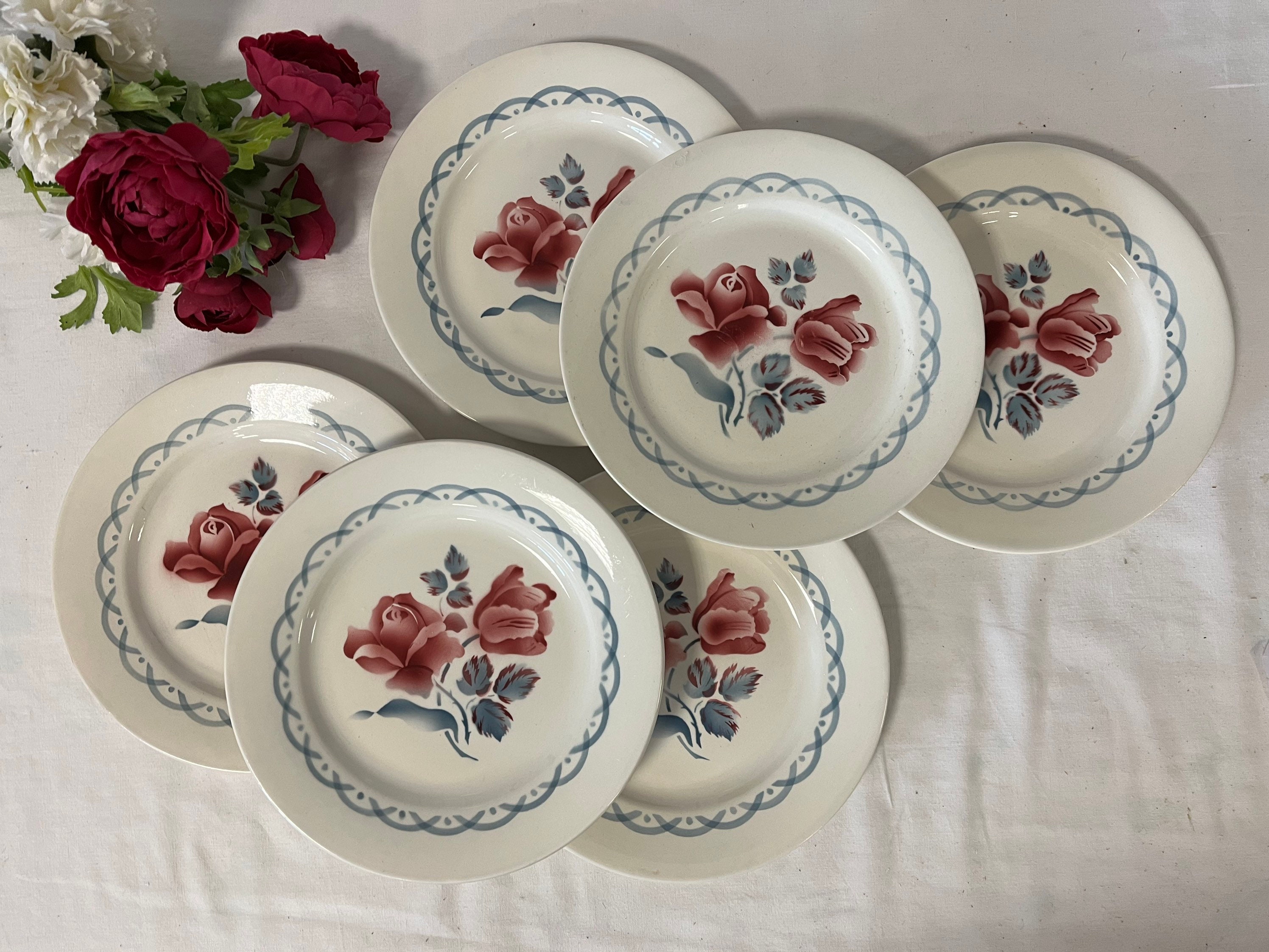 Assiettes Plates Anciennes X6 Modèle Cannes de La Manufacture Française Digoin