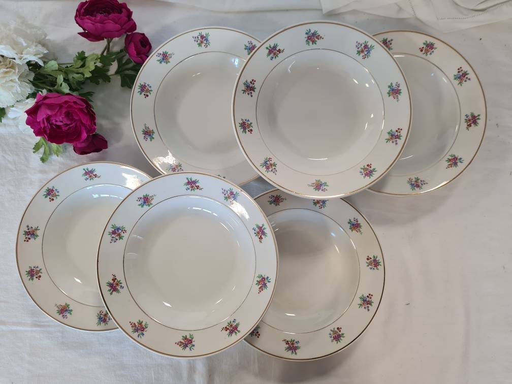 Assiettes Creuses Anciennes X6 Modèle Minerve de La Manufacture Française Saint Amand