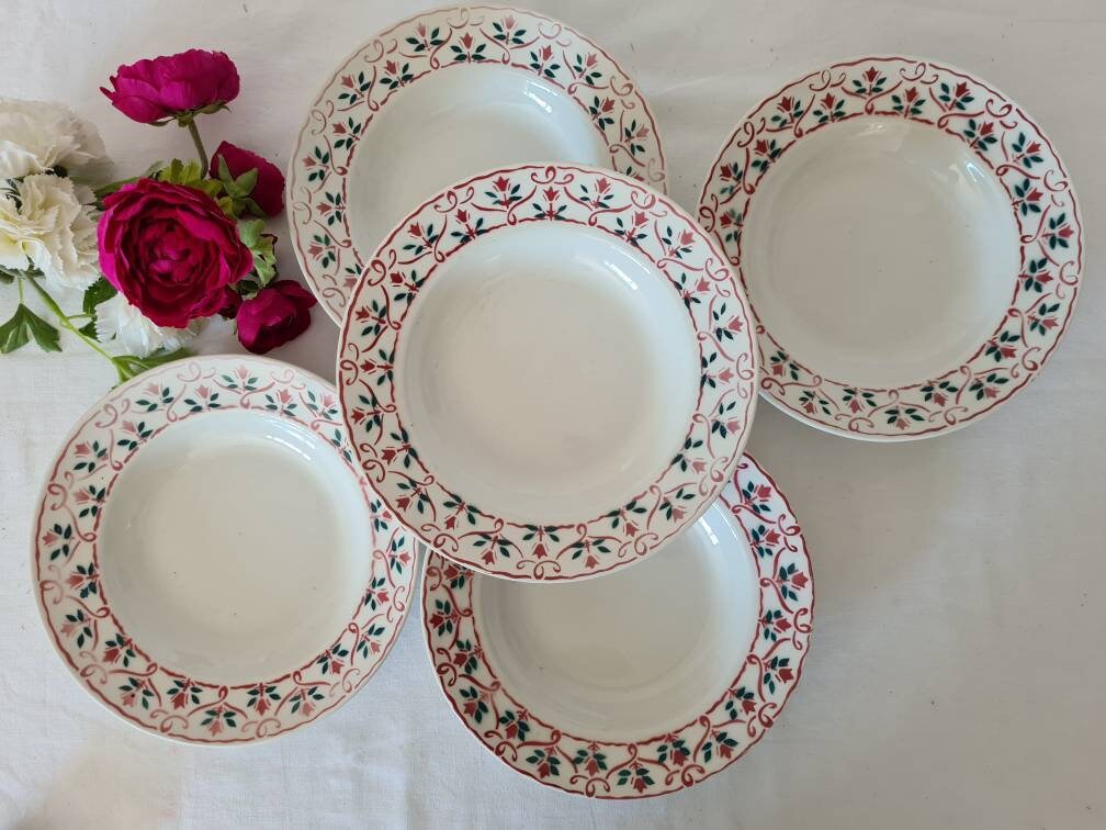 Assiettes Creuses Anciennes X5 Modèle Guy de La Manufacture Française Moulin Des Loups