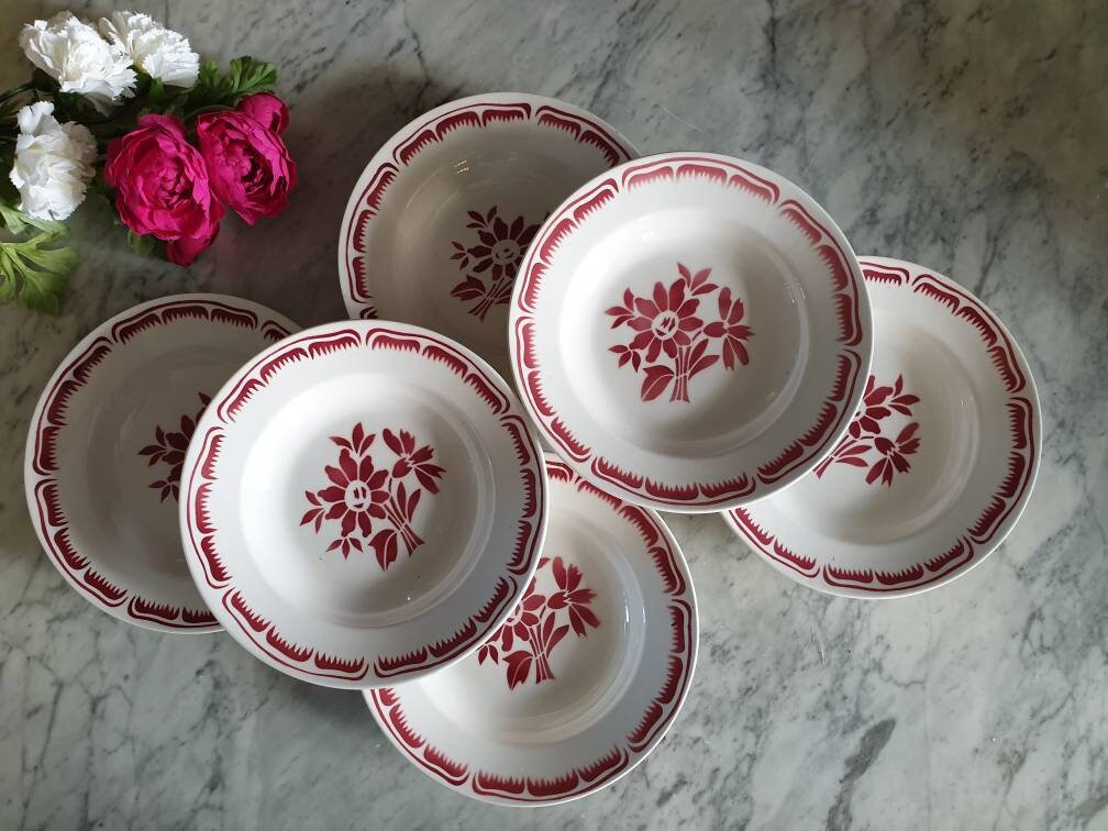 Assiettes Creuse Anciennes X6 Modèle Thibault de La Manufacture Française Moulin Des Loups