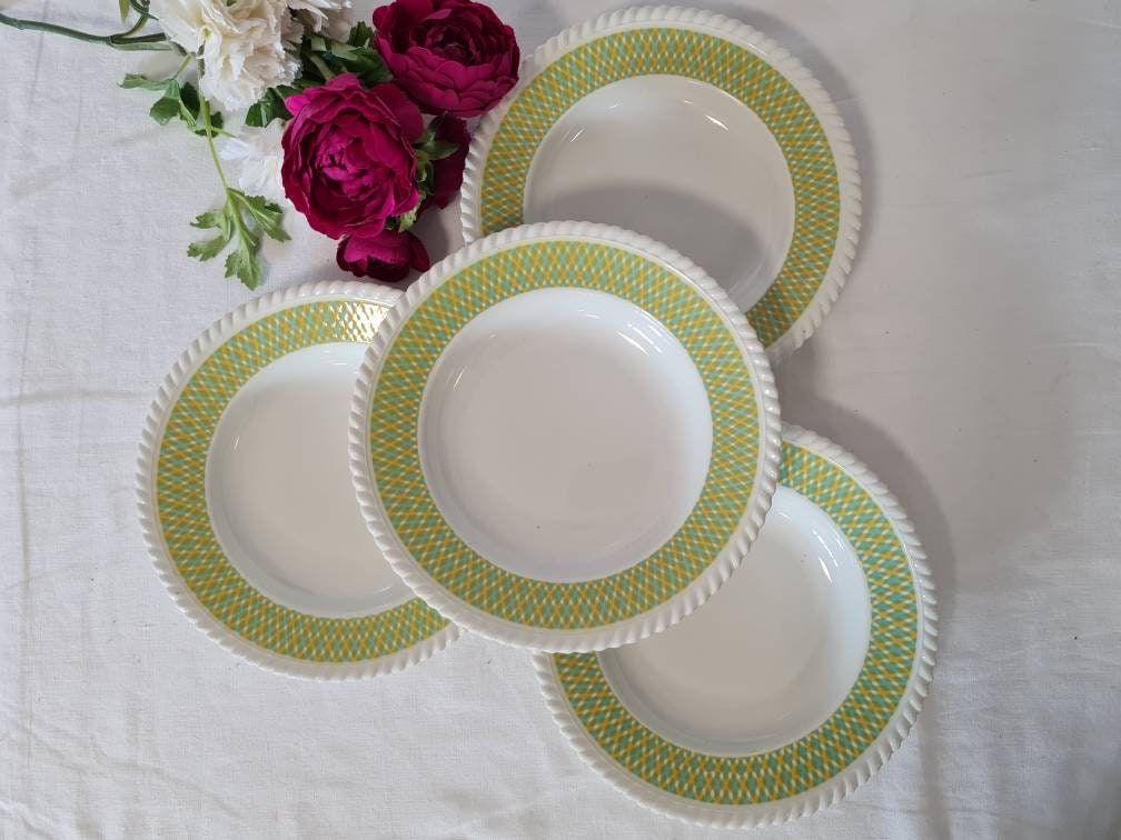 Assiettes Creuses Anciennes X4 Modèle de La Manufacture Française Badonviller