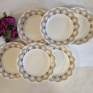 Antique dinner plates X6 model "Elianne" from the French manufacturer of Choisy le Roi
