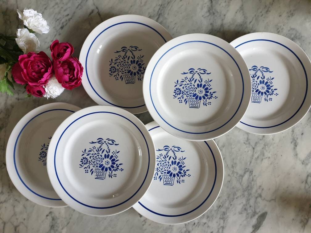 Assiettes Plates Anciennes X6 Modèle Margaret de La Manufacture Française Vf Paris