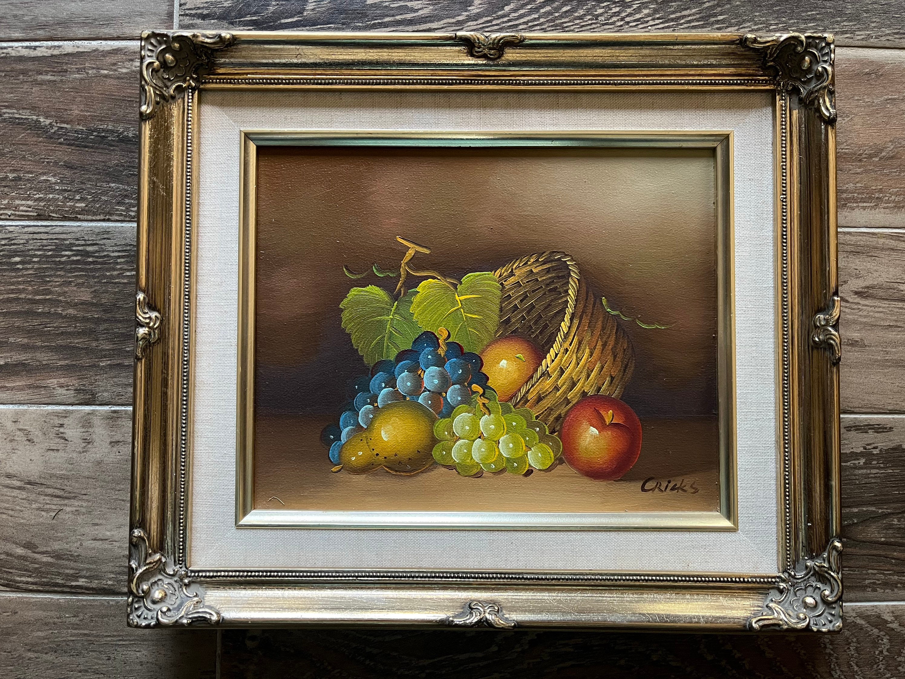 Tableau Peinture Nature Morte Vintage Cadre à L'huile