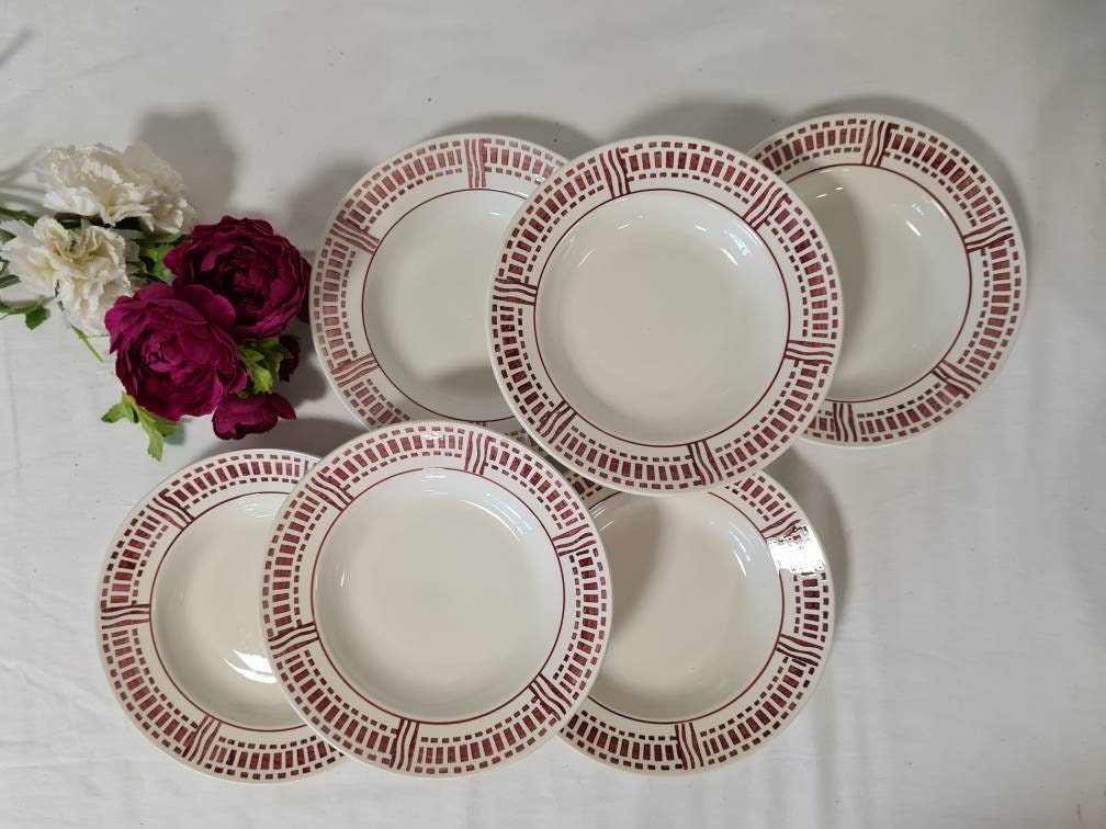 Assiettes Creuses Anciennes X6 Modèle Toulon de La Manufacture Française Longwy