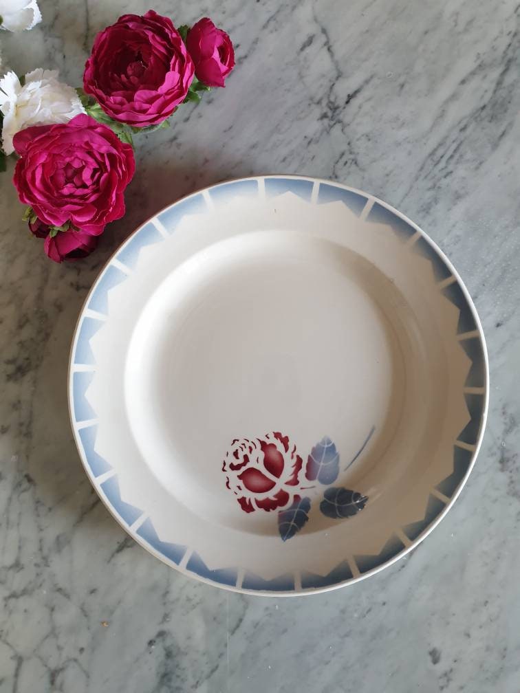 Plat de Service Rond Plat Ancien Modèle Marte La Manufacture Française Niderviller