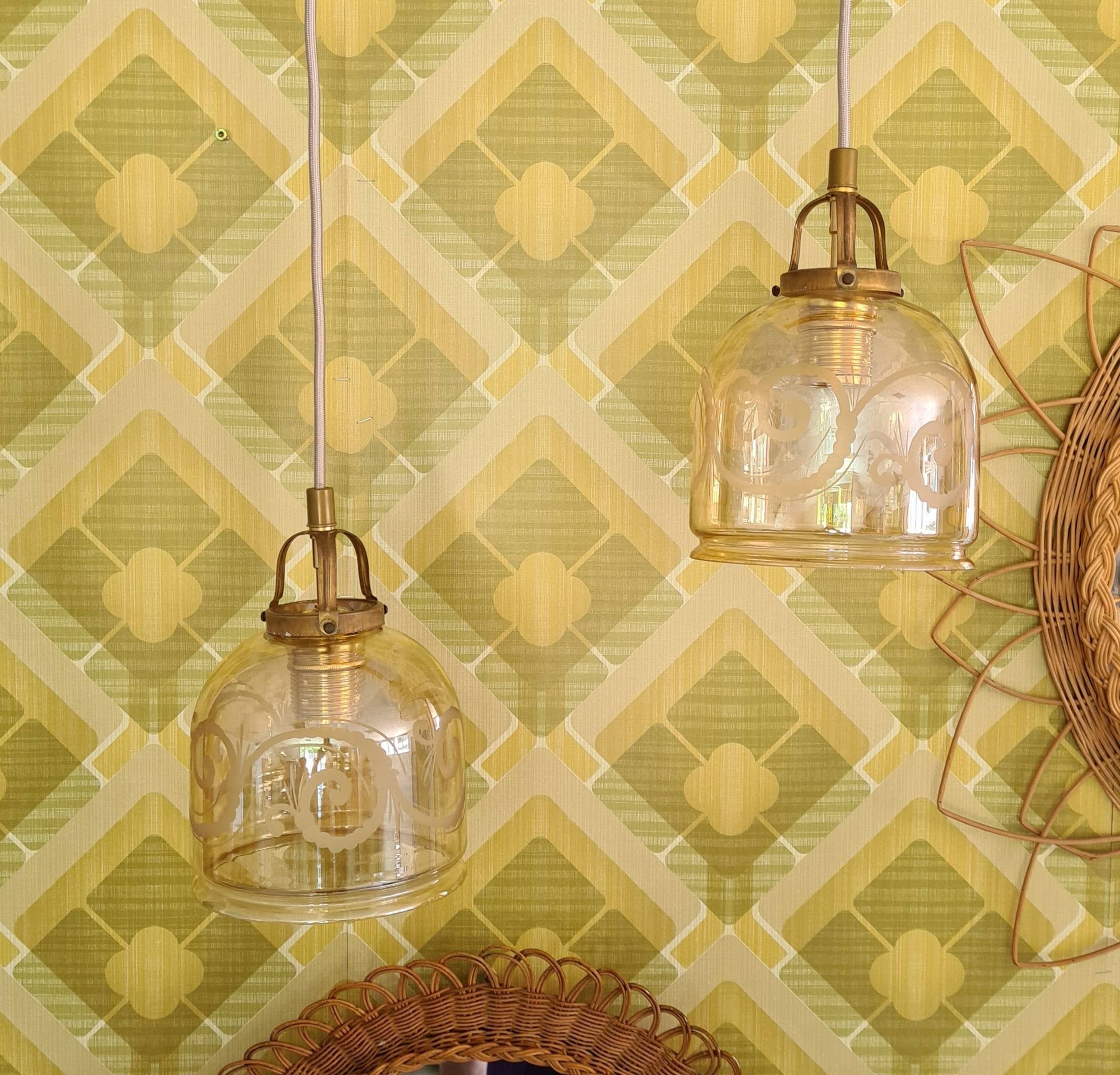 Lampe Ancienne Tulipe Verre Gravé X1