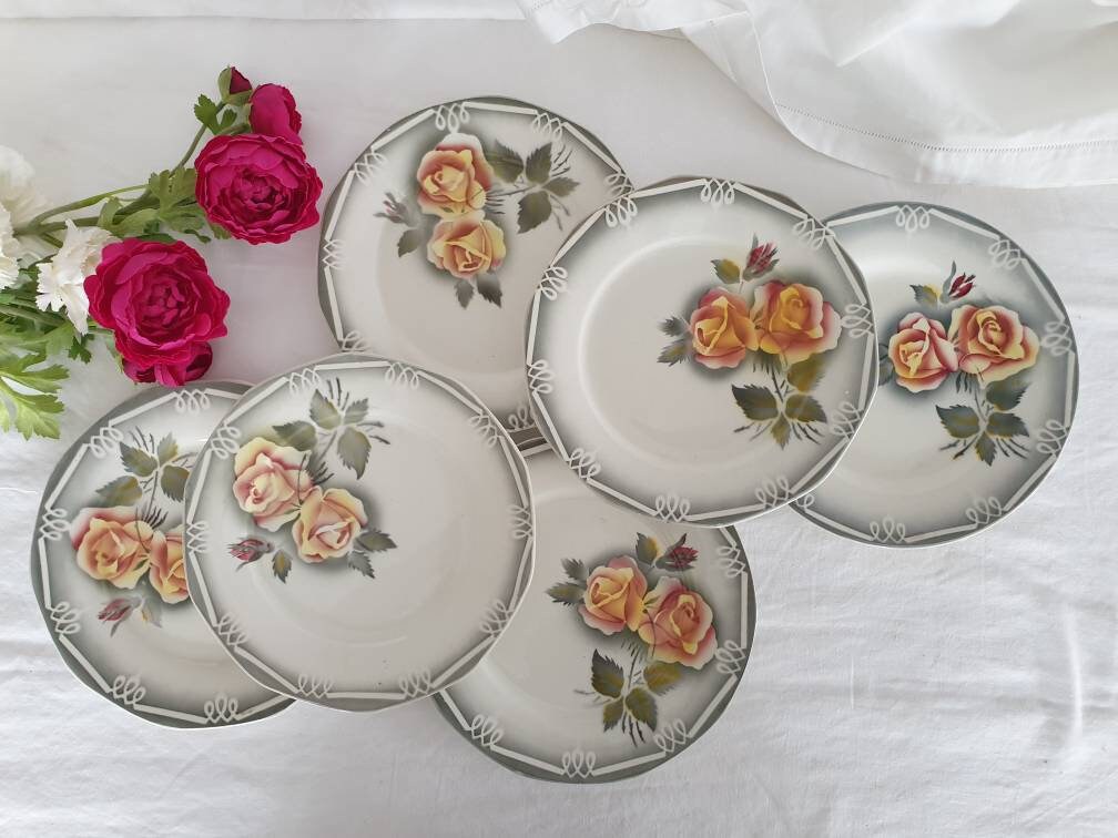 Assiettes Creuses Anciennes X6 Modèle Odile de La Manufacture Française Digoin