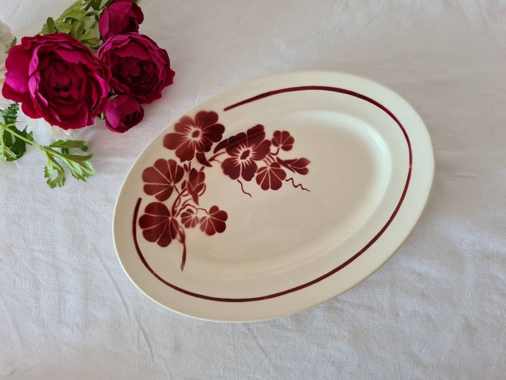 Plat de Service Plat Ovale Ancien Modèle Capucines La Manufacture Française Badonviller