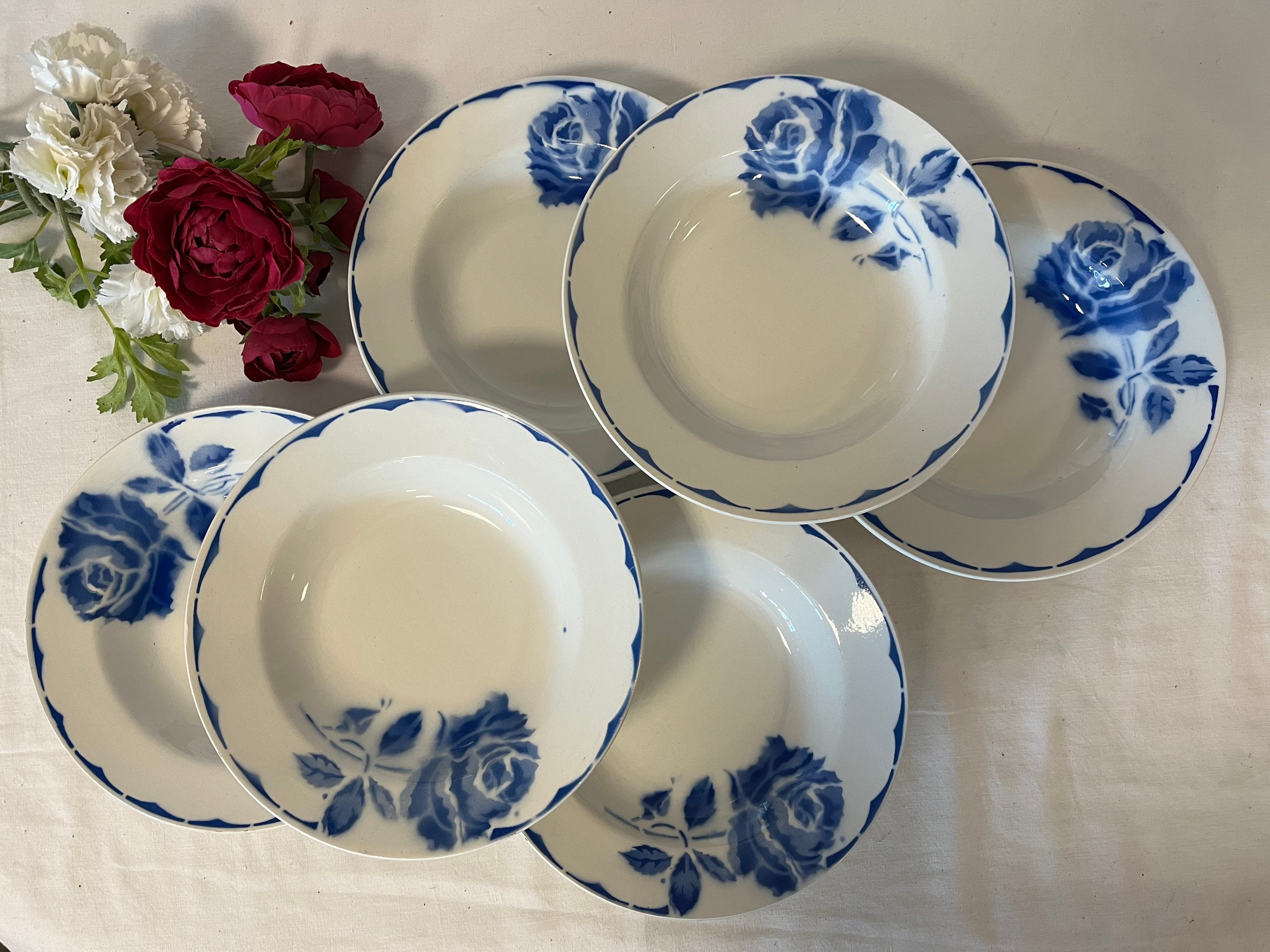 Assiettes Creuses Anciennes X6 Modèle Daisy de La Manufacture Française Saint Amand