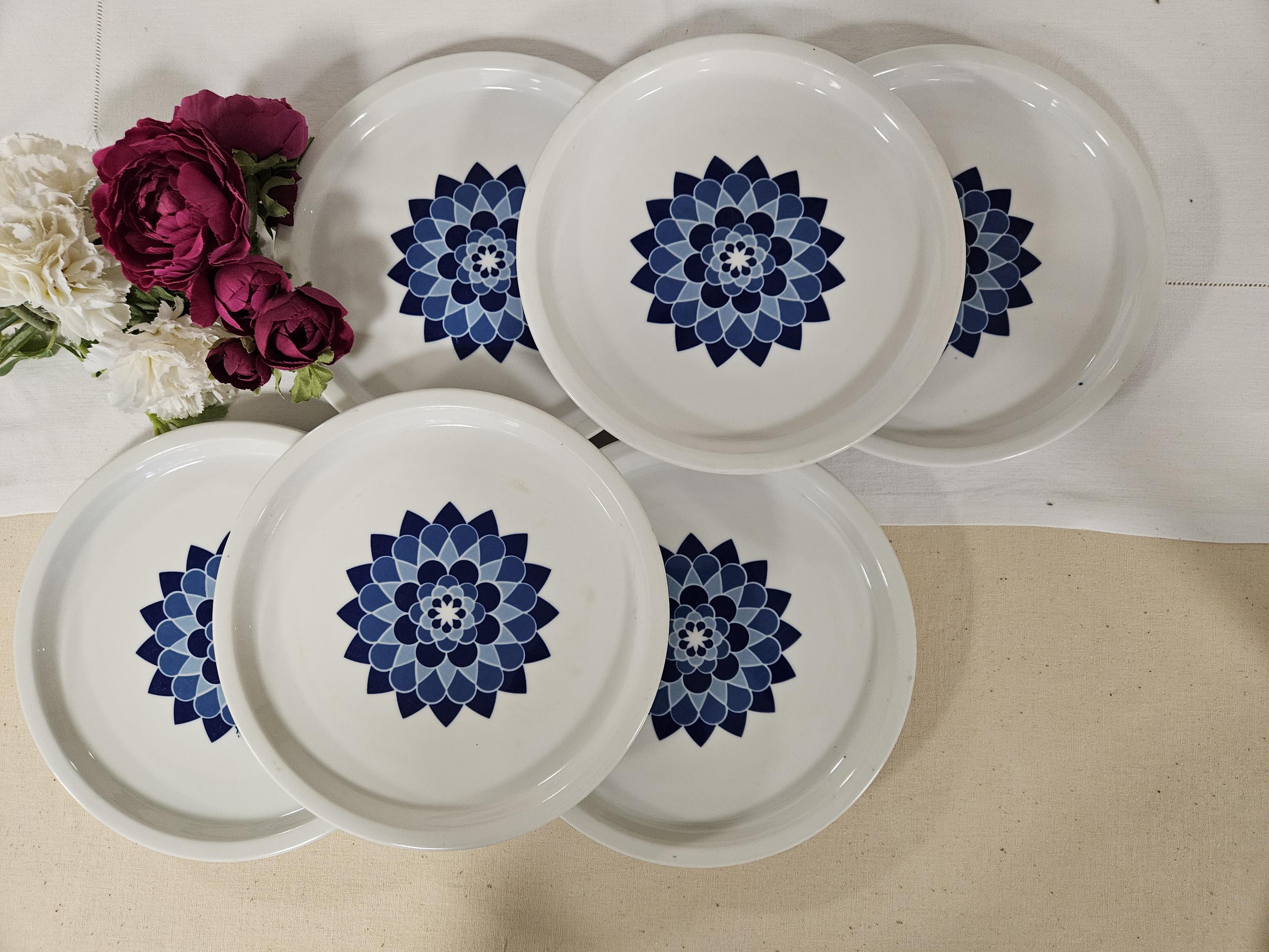 Antique flat plates X6 in porcelain from the 70s