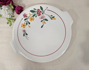 Flat round tart dish old model "Bitche" from the French manufacture of Sarreguemines