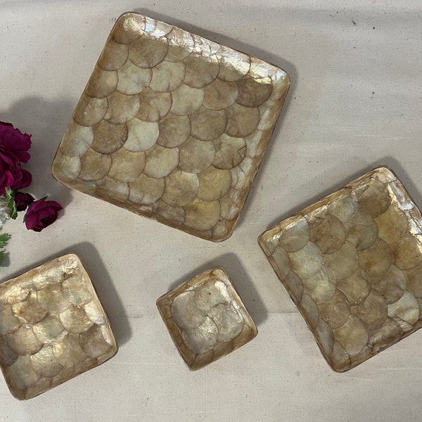 Vintage real mother-of-pearl tray