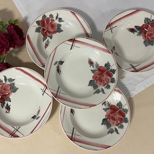 Old hollow plates X5 model &quot;La Rose&quot; of the French manufacture of Digoin