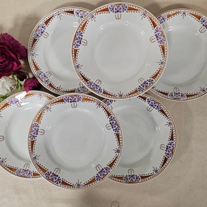Antique flat plates X6 from the French factory of Longwy