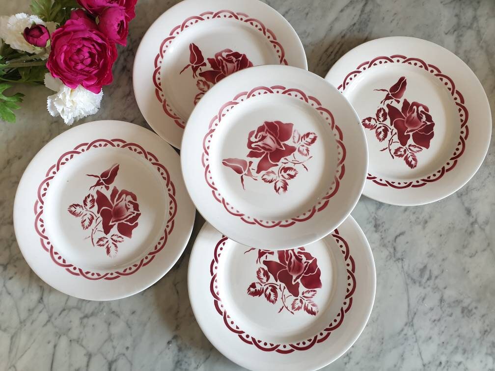 Assiettes Plates Anciennes X5 Modèle Michel de La Manufacture Française Digoin.