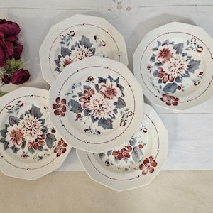 Antique X5 soup plates, model &quot;4224&quot; from the French manufacturer of Saint Amand