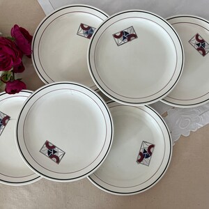 Assiettes plates anciennes X6 modèle « Barcelone » de la