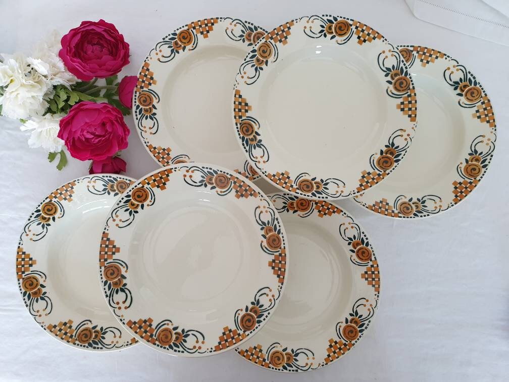Assiettes Creuses Anciennes X6 Modèle Roubaix de La Manufacture Française Saint Amand
