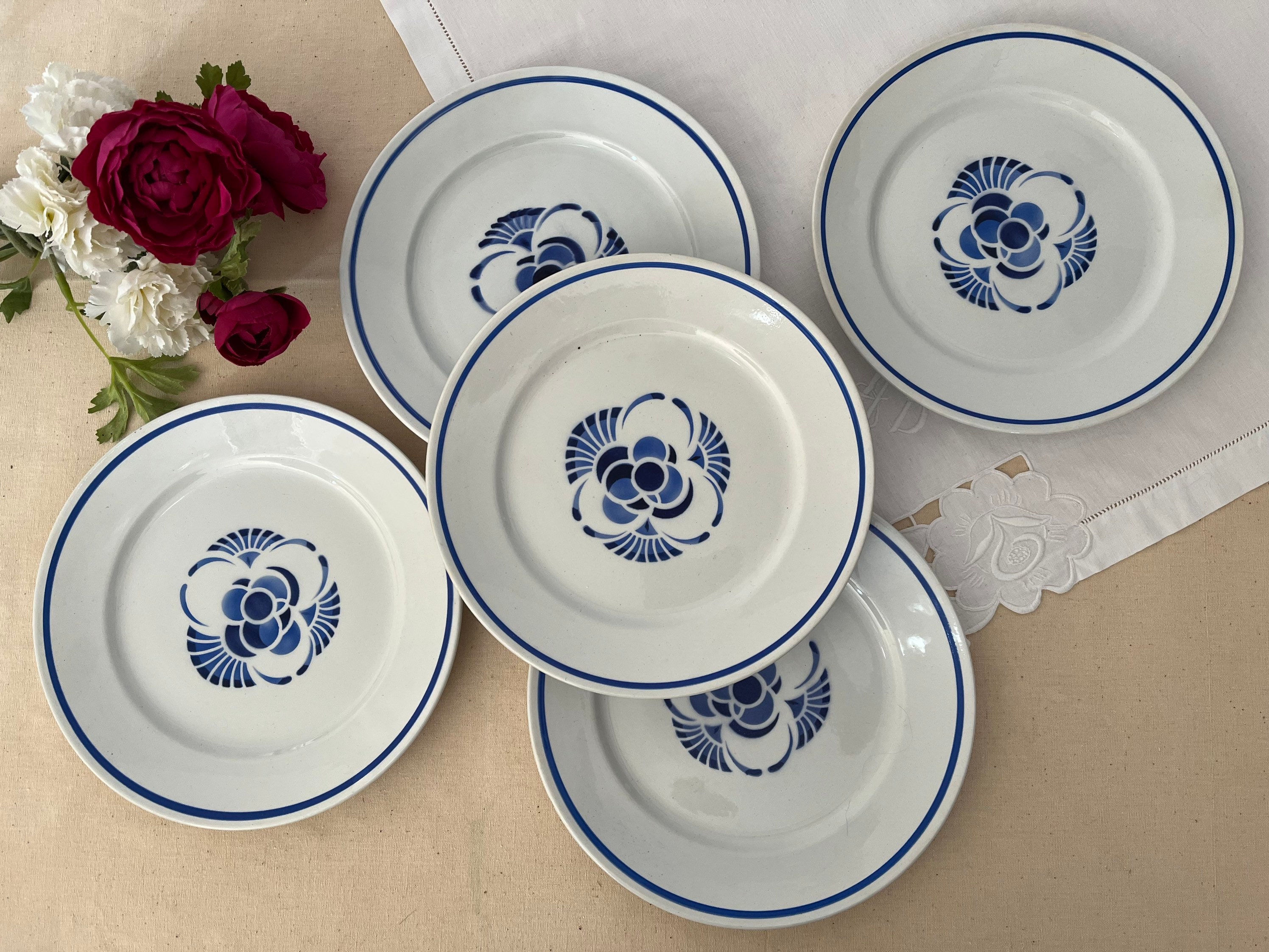 Assiettes Plates Anciennes X5 Modèle Mitsouko de La Manufacture Française Pexonne