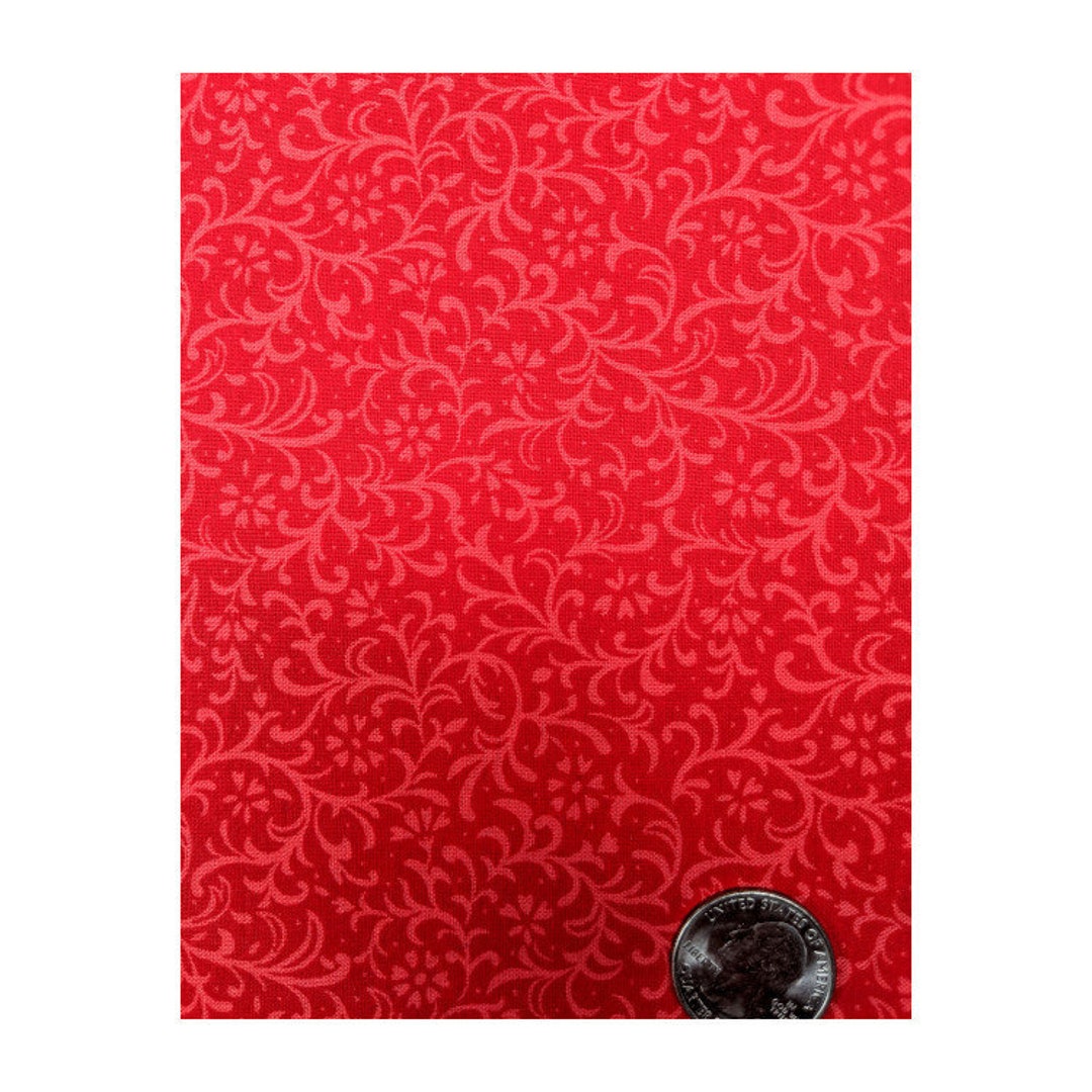 Red Fabric Red Floral Fabric Cotton Fabric Applique Fabric Etsy
