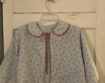 Vintage 40’s Quilted Floral Bed Jacket Blue By Eastern Isles Womens Size S