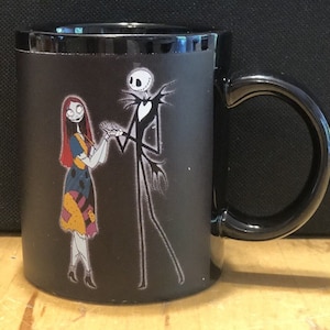 NECA Nightmare Before Christmas JACK & SALLY Black mug Rare image 1