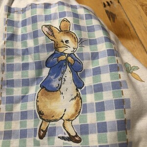 Vtg Beatrix Potter Crib Dust Ruffle Bedskirt Blue Peter Rabbit