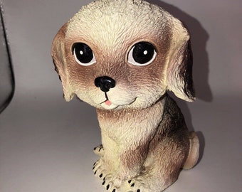 Adorable Vintage 1970s Large Ceramic Sad Crying Brown Puppy Dog W