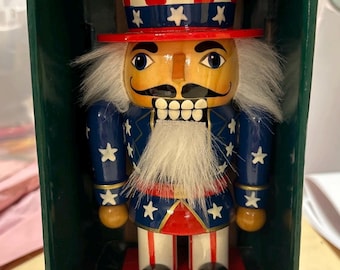 Kurt Adler Patriotic Uncle Sam Nutcracker in Box  6 1/2” High America Chubby