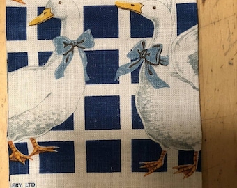 Vintage Gordon Fraser Gallery Linen Tea Kitchen Towel with Ducks Geese