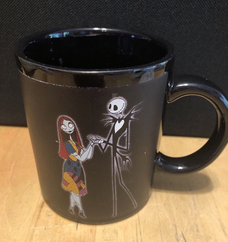 NECA Nightmare Before Christmas JACK & SALLY Black mug Rare image 2