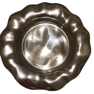 Lenox Dip Bowl Organics Collection Serving Silver Tone Ruffle 7.5” Aluminum