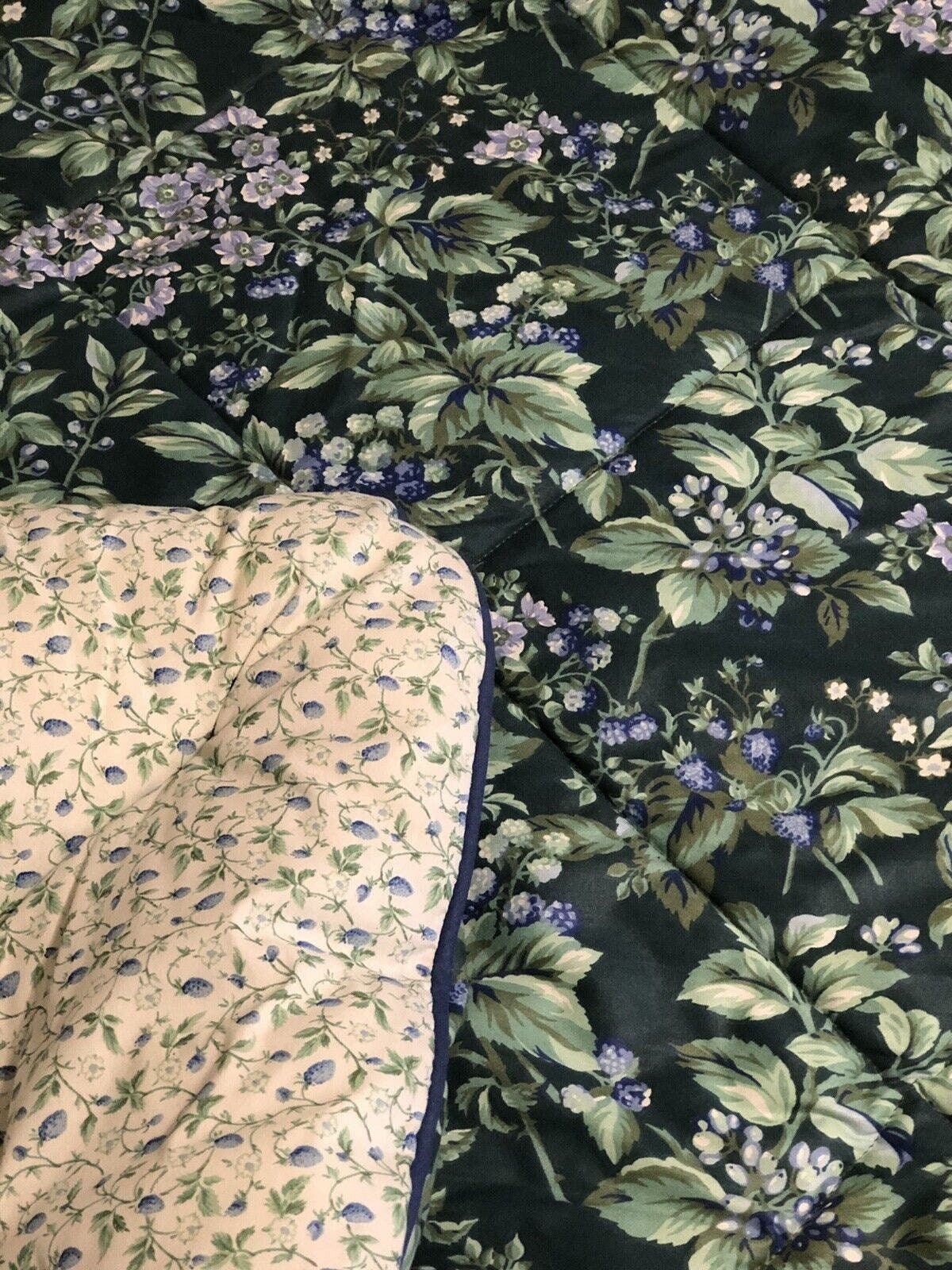 Vintage Laura Ashley Bramble Berry Green Floral Full/queen Comforter